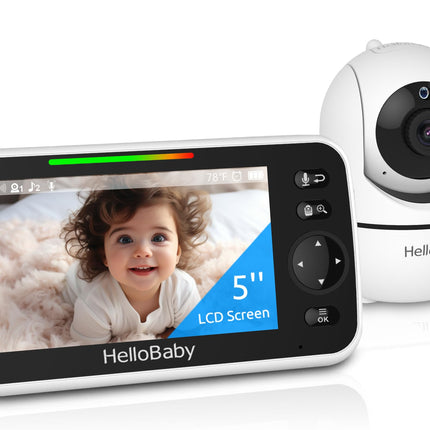 HelloBaby No WiFi Baby Monitor Camera and Audio HB6550, 5" Video Screen