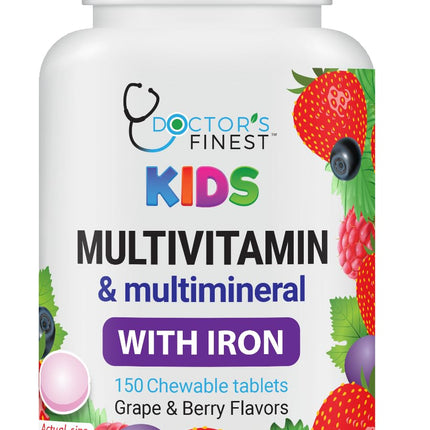 Lifeable Multivitamin & Multimineral with Iron Chewables for Kids – Vegetarian – Gluten Free Vegetarian – Great Tasting - Natural Flavored Pectin Chews with Vitamins A, B, C, D & E – 150 Count