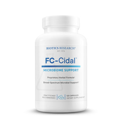 BIOTICS RESEARCH FC Cidal™ Herbal Blend Complete GI Gut Health for Women & Men- 500 mg/Serving - 7 Herbs Proprietary Blend Supplement Supports Healthy GI Function and Microbial Balance 120 Capsules