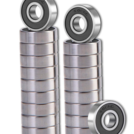 SHKI 20 Pcs 608 2RS Ball Bearings – Bearing Steel and Double Rubber Sealed Miniature Deep Groove Ball Bearings (8mm x 22mm x 7mm) (608 2RS)