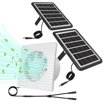 DELUMEE 8 Inch Solar Exhaust Fan, Dual Install-Free 25W Solar Panels, Waterproof for Outside, Cloudy Days Working, Solar Powered Fan for Air Circulation in Greenhouse, Pet House, Chicken Coop, Attic