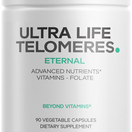Codeage Ultra Life Telomeres Supplement - 5 MTHF Folate Vitamin B9, Vitamin B12 Methylcobalamin, Vitamin D3, L-Theanine, Ashwagandha - 3-Month Supply - DNA, Methylation Cycle - Non-GMO - 90 Capsules