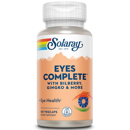 SOLARAY Eyes Complete, Vision and Eye Support Supplement with Bilberry Extract, Ginkgo, Lutein, Beta Carotene and More, Lab Verified, 30 Servings, 60 VegCaps