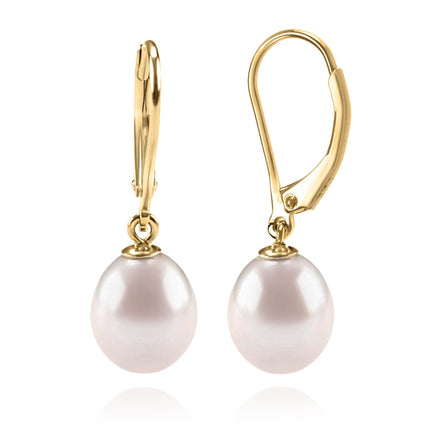 PAVOI Drop Earrings for Women, 14K Gold Plated, Yellow Gold, Size 7, Pearl