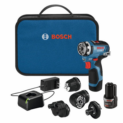 BOSCH GSR12V-300FCB22 12V Max Drill/Driver with 5-In-1 FlexiClick System with (2) 2.0 Ah Batteries