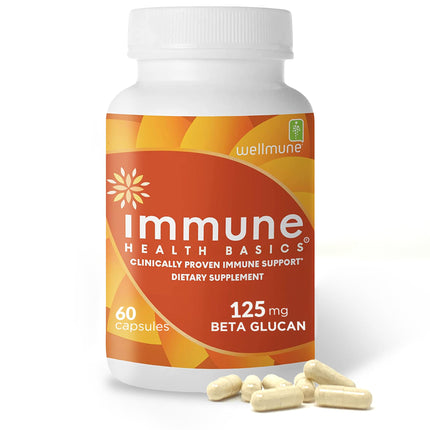 Immune Health Basics Ultra Strength Immunity - Clinically Proven Immune Support - Wellmune Highly Purified Beta Glucan - Gluten-Free, Non-allergenic, Non-GMO and Vegan Capsules - 60 Capsules, 125 mg
