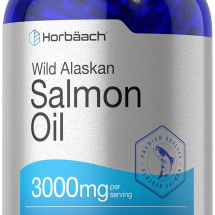 Horbäach Wild Alaskan Salmon Fish Oil 3000mg | 180 Softgel Capsules | High Potency Omega-3 EPA and DHA | Non-GMO & Gluten Free