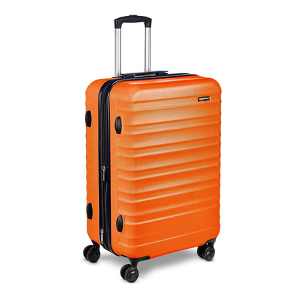 Amazon Basics 26" Hardside Medium Checked Luggage, Expandable Hardshell Suitcase with Wheels, Scratch-Resistant Surface, Four Multi-directional Wheels, Orange