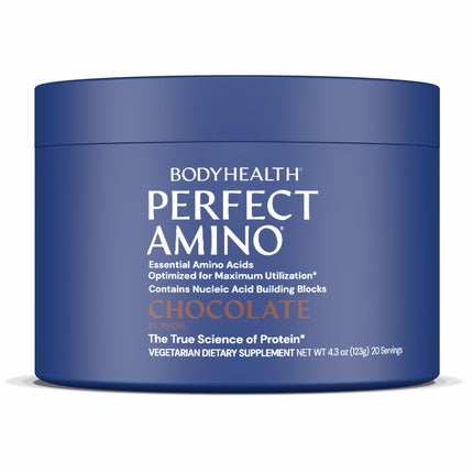 BodyHealth PerfectAmino - BCAA and EAA Powder for Pre and Post Workout - Amino Acid Energy Drink for Men and Women to Support Lean Muscle and Recovery - Chocolate - 20 Servings