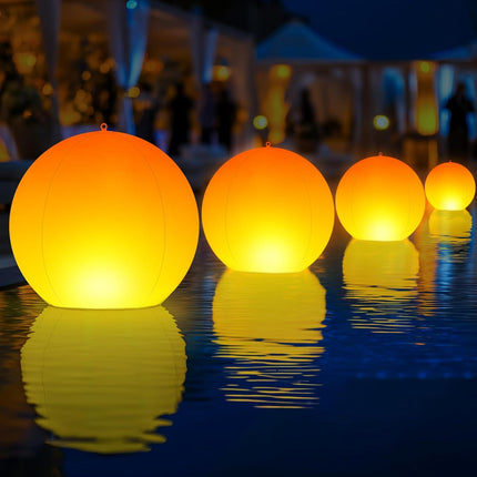 Niceput Solar Floating Pool Lights, 14 Inch Flame Solar Pool Light Balls, Floating Glow Globe IP68 Waterproof, Inflatable Solar Lights up Balls for Swimming Pool Pond Outdoor Decor -4PCS