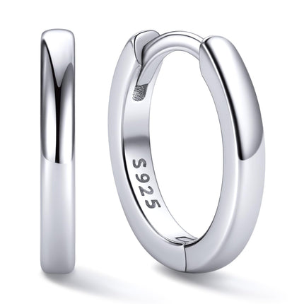 ChicSilver 925 Sterling Silver Huggie Hoop Earrings for Women Hypoallergenic White Gold Plated Cartilage Earrings Silver Huggies Earrings for Women 10MM