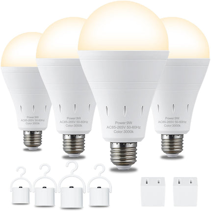 DEBAOBULB 20 Pack Rechargeable Emergency Light Bulbs, Battery Powered LED Light Bulb 3000K Warm E26 120 Volt 9W 60W Equivalent with 1200mAh for Home Power Outage Camping Hurricane