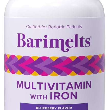 BariMelts Bariatric Multivitamin with Iron - 1 Month Supply (60 Fast-Dissolving Tablets) - Sugar-Free - Post-Op Bariatric Vitamins - Natural Blueberry Flavor