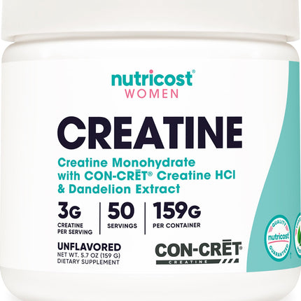 Nutricost Creatine Monohydrate Powder for Women, Micronized, Unflavored, 50 Servings - Vegetarian, Non-GMO, Gluten Free