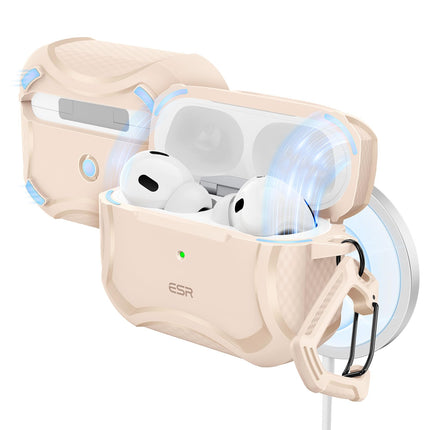 ESR for AirPods Pro 2nd Generation Case, Compatible with Airpods Pro Case 2nd/1st Gen (2023/2022/2019), Compatible with MagSafe, Powerful Drop Protection, Magnetic Lid, Desert Titanium