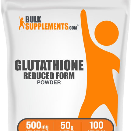 BulkSupplements.com Glutathione Reduced Powder - Glutathione Supplement, Reduced Glutathione Powder - Glutathione 500mg, Gluten Free, 500mg per Serving, 50g (1.8 oz) (Pack of 1)