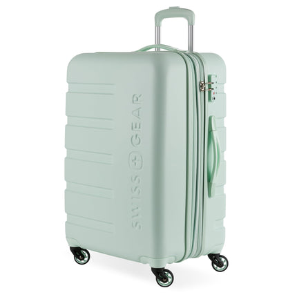 SwissGear 7366 Signature Hardside Expandable Luggage with Spinner Wheels, TSA Lock, Clearly Aqua, Checked-Medium 23-Inch