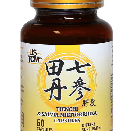 Tienchi Danshen Capsules Pseudoginseng Notoginseng Sanqi Salvia Miltiorrhiza Red Sage Capsules 500mg 60 Vegetable Capsules 100% Natural No Preservatives for Healthy Cardiovascular System Made in USA