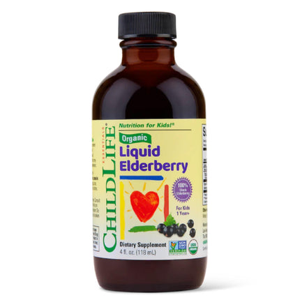 ChildLife Essentials Organic Elderberry Syrup for Kids - Liquid Elderberry Formula for Kids, Supplement Extract Drops, Wellness Tincture for Babies, Toddlers, Children - 4 Fl Oz