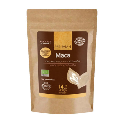 MARAS Gourmet | Organic Peruvian Black MACA (Gelatinized Powder) Energy and Endurance Aid | 14.1 oz. (400g) | 80 Servings
