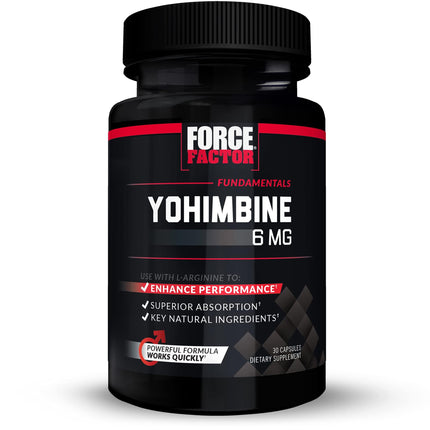 Force Factor Yohimbine Supplement for Men, Yohimbe Bark Extract with Superior Absorption to Enhance Performance, 6mg Yohimbine Bark Pills with Key Natural Ingredients, 30 Count (Pack of 4)