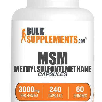 BulkSupplements.com MSM Capsules - Methylsulfonylmethane, MSM 3000mg - Joint Supplements, Gluten Free, 4 Capsules per Serving, 240 Count (Pack of 1)