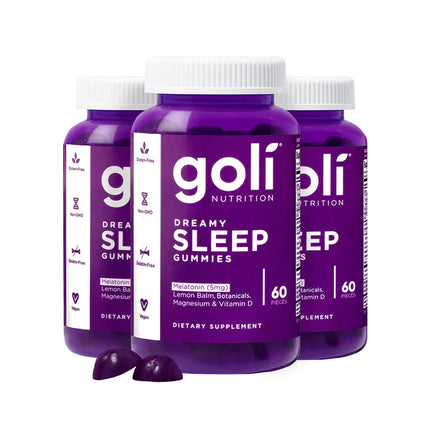 Goli Dreamy Sleep Gummy - 180 Count - Melatonin, Vitamin D, Magnesium, and Lemon Balm Extract - Gelatin-Free, Gluten-Free, Vegan & Non-GMO