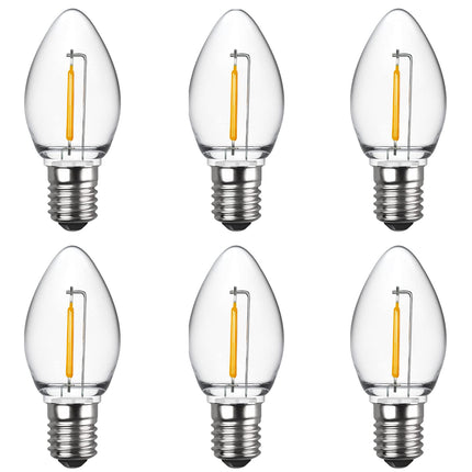 Meconard 6 Pack C7 LED Night Light Bulbs, E12 Candelabra Base, Warm White