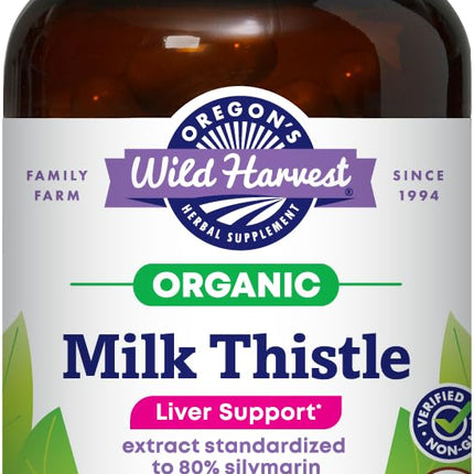 Oregon's Wild Harvest Certified Organic Milk Thistle USDA Certified Organic Herbal Supplement, 90 Count