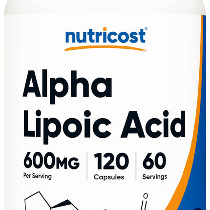 Nutricost Alpha Lipoic Acid 600mg Per Serving 120 Capsules, 60 Servings - Plant Based Caps, Non-GMO