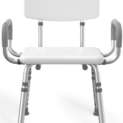 HOMLAND Shower Chair for Inside Shower with Arms and Back, 500 lbs Heavy Duty Shower Seat for Bathtub, Height Adjustable Safety Bath Seat for Elderly, Adults, Handicap and Disabled, White