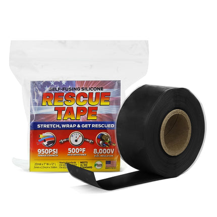 Bond It Rescue Tape, Self-Fusing Silicone Repair Tape, 1 in x 12 ft, Black