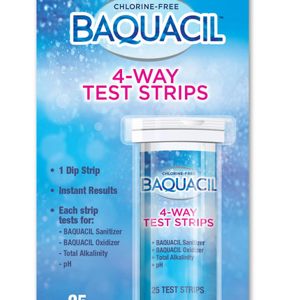 Baquacil 84396 4-Way Test Strips Swimming Pool Water Testers, 25 ct