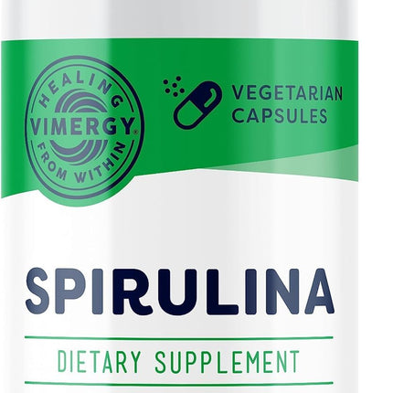 Vimergy Spirulina Capsules – Concentrated Plant Protein Supports Immune Health & Cardiovascular Function – Vegan, Kosher, Gluten-Free – 180 Capsules
