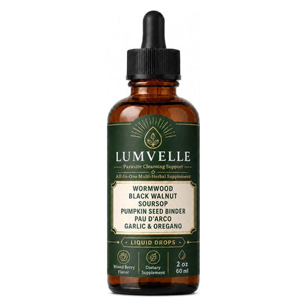 Lumvelle Wild Harvested Wormwood Drops, Herbal Liquid Supplement with Wormwood, Black Walnut Hull, Pumpkin Seed, Pau D’Arco, Soursop Leaf, Garlic & Oregano Oil, Digestive & Gut Wellness Support
