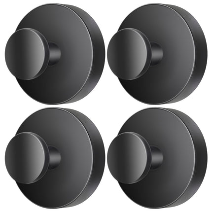 SOCORIA 2026 Upgraded Drill-Free Suction Cup Hooks, Stainless Steel Suction Cup Hooks for Shower, Mirror, Wall, Bathroom, Glass, Hanging Towels - 4 Pack, Black