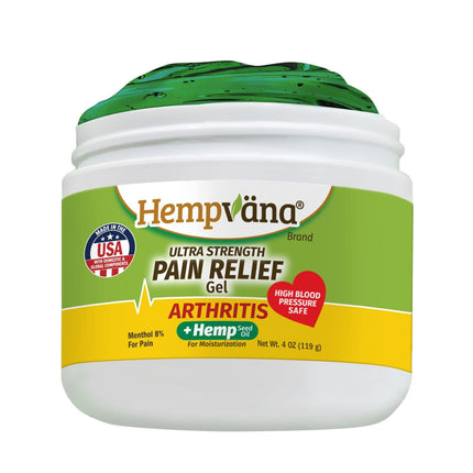 Hempvana Arthritis Pain Relief Gel, Ultra-Strength for Arthritis in Muscles & Joints. Enriched with Hemp Seed Oil, AS SEEN ON TV. Non-Greasy. Targeted Long-Lasting Relief. Works Fast, 3 Oz.