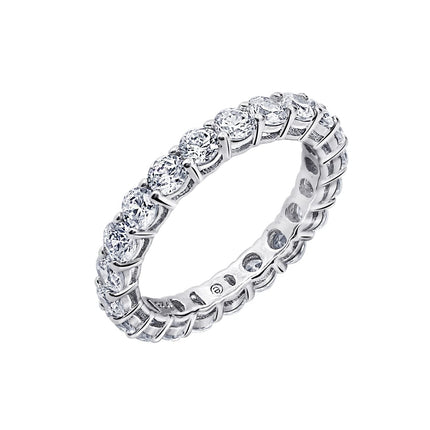 Amazon Essentials Platinum-Plated Sterling Silver Infinite Elements Cubic Zirconia (3 cttw) All-Around Ring, Size 5