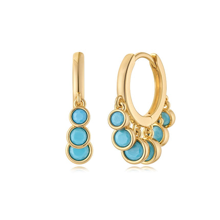 MYEARS Women Earrings Gold Huggie Hoop Dangle Dots Tassel Turquoise 14K Small Simple Hypoallergenic Everyday Jewelry