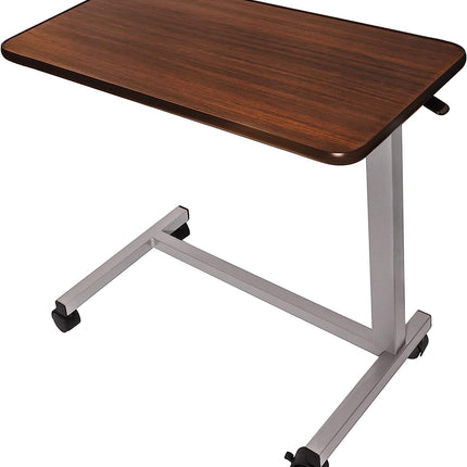Vaunn Medical Cart Pneumatic Adjustable Overbed Table with Wheels – Rolling Bedside Table for Hospital, Portable Standing Cart & Laptop Desk for Bed, Couch, Wheelchair