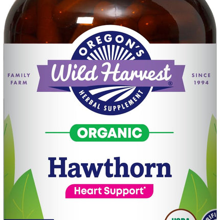 Oregon's Wild Harvest Hawthorn Herbal Supplement Capsules – 180 Vegan Caps – USDA Organic, Non-GMO, Gluten-Free – Made in USA