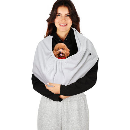 Yunpawpet Hands-Free Cat Sling Carrier, Ultra-Soft Polar Fleece Pet Sling for Small Dogs & Cats 3-14 lbs, Machine Washable for Indoor Snuggling & Outdoor Use (Large, Grey)