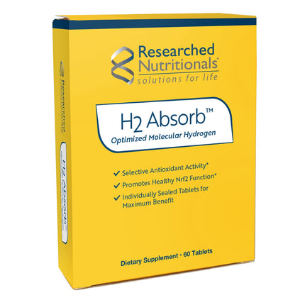 Researched Nutritionals H2 Absorb Molecular Hydrogen Tablets - Instant Hydrogenated Water & Antioxidant Supplement - Rejuvenating Drink to Promote Energy & Healthy Aging (60 Tablets)