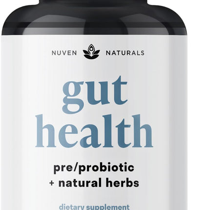 Nuven Naturals All-in-One Gut Health w/Probiotics, Prebiotics, Digestion-Supporting Herbs, and Adaptogens - Leaky Gut Repair Formula to Support Gut Lining, Aid in Digestion, and Promote Good Bacteria