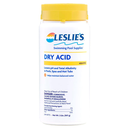 Leslie's Dry Acid pH Down for Swimming Pools, Spas, and Hot Tubs - Reduces pH and Total Alkalinity Levels - Safe On All Surfaces - 2 Pounds