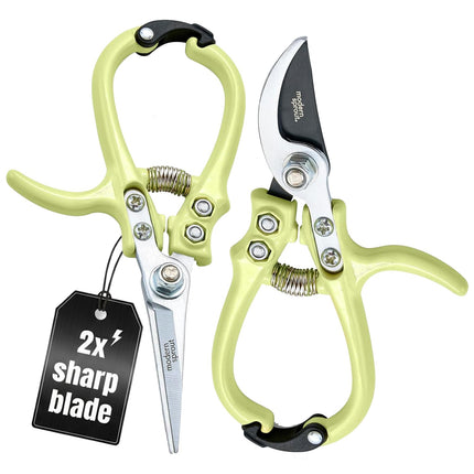 Modern Sprout Hand Pruners+Shears Set w/Blister -Gardening Tools-Chartreuse