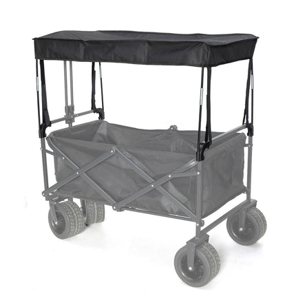 Black Removable Wagon Canopy Attachment with Rods, Foldable Sun Shade Cover