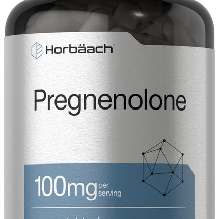 Horbäach Pregnenolone Supplement 100mg | 180 Capsules | Non-GMO and Gluten Free