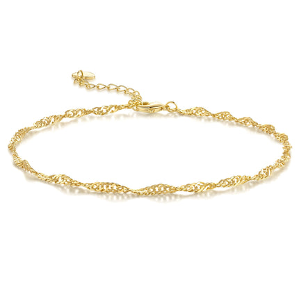 KYAYE 14K Gold Anklets for Women Ankle Bracelet for Women Singapore Chain