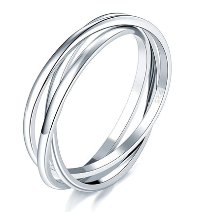 BORUO Fidget Anxiety Ring, Sterling Silver Stacking Band, 1.8mm Size 7.5